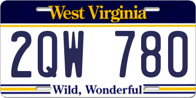 WV license plate 2QW780
