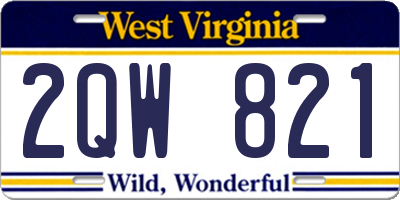 WV license plate 2QW821