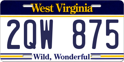 WV license plate 2QW875