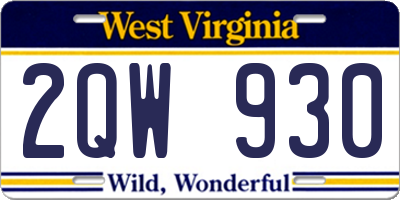 WV license plate 2QW930