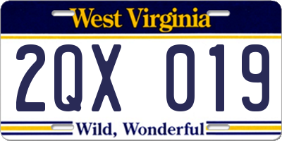 WV license plate 2QX019