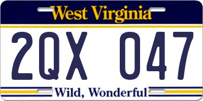 WV license plate 2QX047