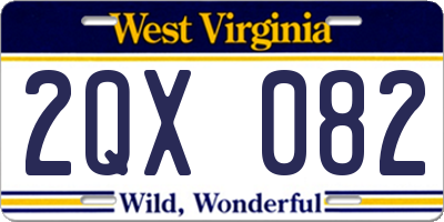 WV license plate 2QX082