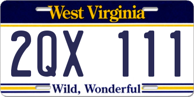 WV license plate 2QX111