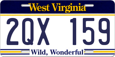 WV license plate 2QX159