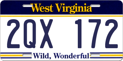 WV license plate 2QX172