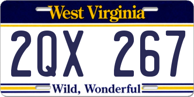 WV license plate 2QX267