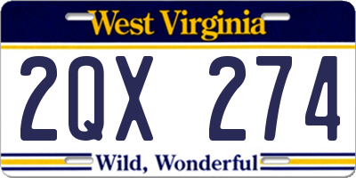 WV license plate 2QX274