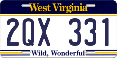 WV license plate 2QX331