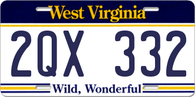 WV license plate 2QX332
