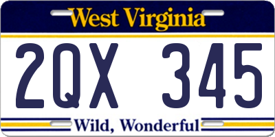 WV license plate 2QX345