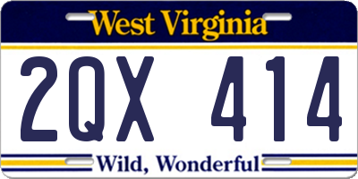 WV license plate 2QX414