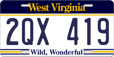 WV license plate 2QX419