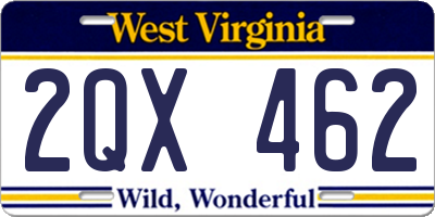 WV license plate 2QX462