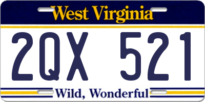 WV license plate 2QX521