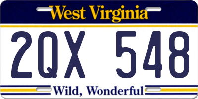 WV license plate 2QX548