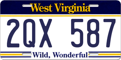 WV license plate 2QX587