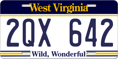 WV license plate 2QX642