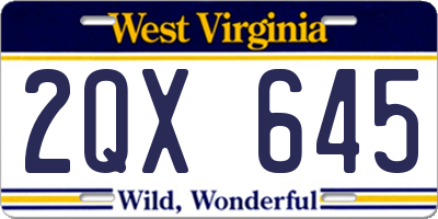 WV license plate 2QX645