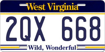 WV license plate 2QX668