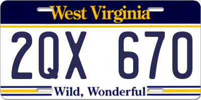 WV license plate 2QX670