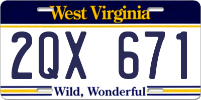 WV license plate 2QX671