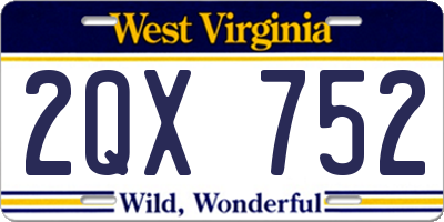 WV license plate 2QX752