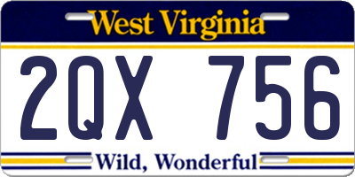WV license plate 2QX756