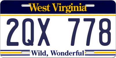 WV license plate 2QX778