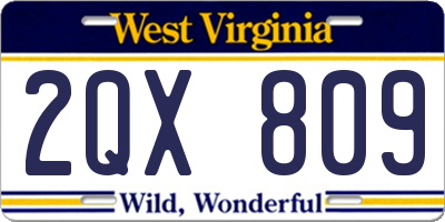 WV license plate 2QX809