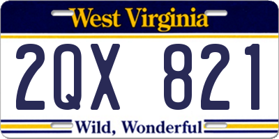 WV license plate 2QX821