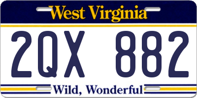 WV license plate 2QX882