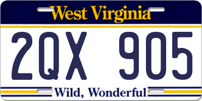 WV license plate 2QX905