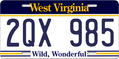 WV license plate 2QX985