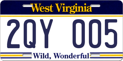 WV license plate 2QY005