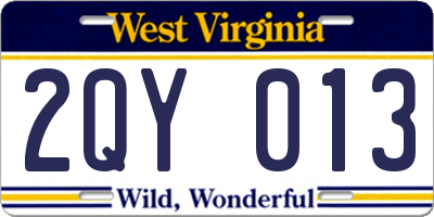 WV license plate 2QY013