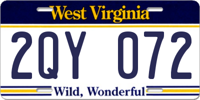 WV license plate 2QY072
