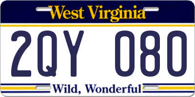 WV license plate 2QY080