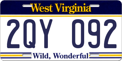 WV license plate 2QY092