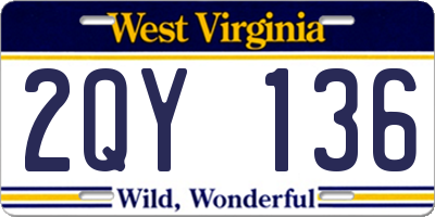 WV license plate 2QY136