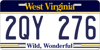 WV license plate 2QY276