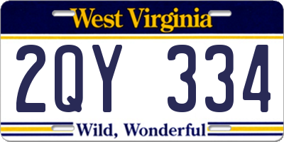 WV license plate 2QY334
