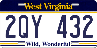 WV license plate 2QY432