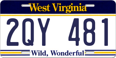 WV license plate 2QY481