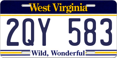 WV license plate 2QY583