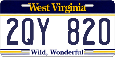 WV license plate 2QY820