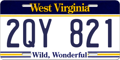 WV license plate 2QY821