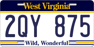 WV license plate 2QY875