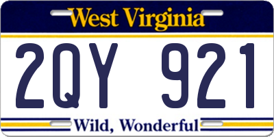 WV license plate 2QY921