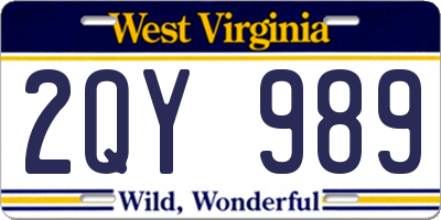 WV license plate 2QY989